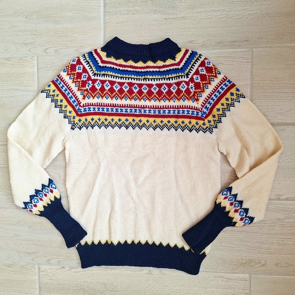 DANNIT Denmark Fair Isle Yoke Hand Knitt Wool Sweater Womans - Picture 5 of 7